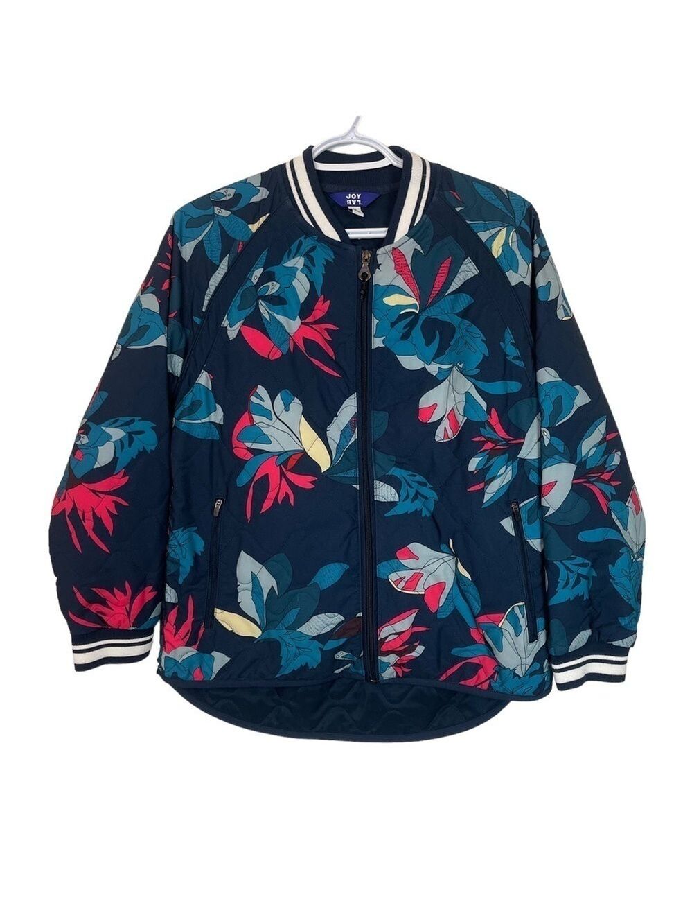 JoyLab Women’s Blue Floral Padded Long Sleeve Full Size Jacket Size Medium
